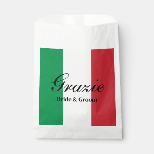 Grazie Italienische Flagge Hochzeitsfeier Geschenktütchen (Vorderseite)