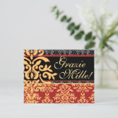 Grazie Mille Gilded Damask Italian Danke Cards Postkarte (Stehend Vorderseite)