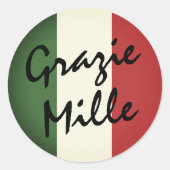 Grazie Mille Italian Round Label Stickers (Vorderseite)