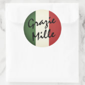 Grazie Mille Italian Round Label Stickers (Tasche)