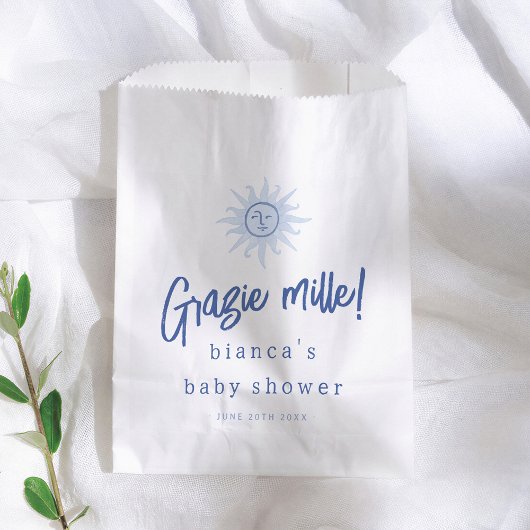 Grazie Mille! Mediterranean Blue Boy Baby Shower Geschenktütchen