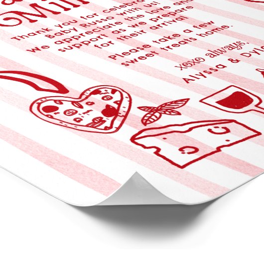 Grazie Mille Whimsical Italian Lemons Baby Shower Poster (Ecke)