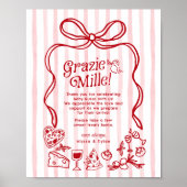 Grazie Mille Whimsical Italian Lemons Baby Shower Poster (Vorne)