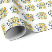 Grazie Watercolor Lemons Repeat Geschenkpapier (Rolleneckpunkt)