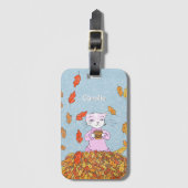 Grazile Katze des Herbstes mit Blättern Gepäckanhä Gepäckanhänger (Vorderseite Vertikal)