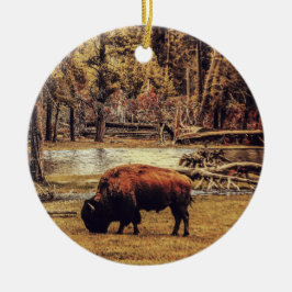 Grazing Buffalo Ornament