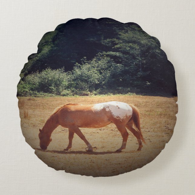 Grazing Palomino.... Rundes Kissen (Vorderseite)