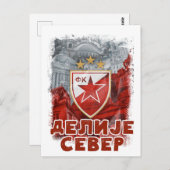 GRB Delije Sever Crvena Zvezda Beograd / Red Star Postkarte (Vorne/Hinten)