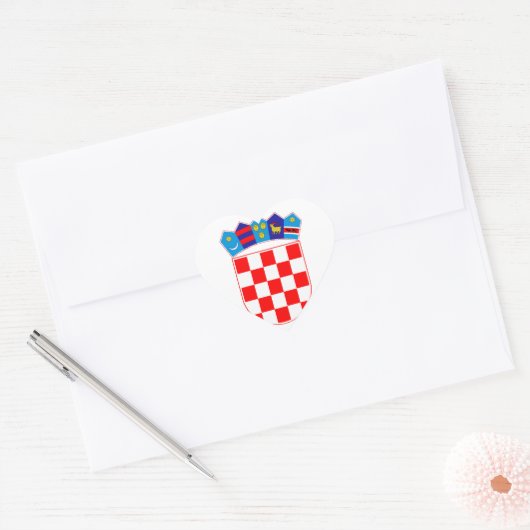 Grb Hrvatske, kroatisches Wappen Herz-Aufkleber (Umschlag)