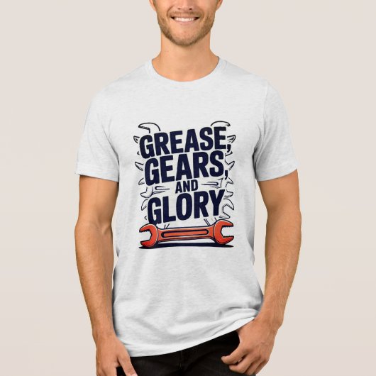 Grease Gears Glory Multi Wrench Mechanic Design Tri-Blend Shirt (Vorderseite)