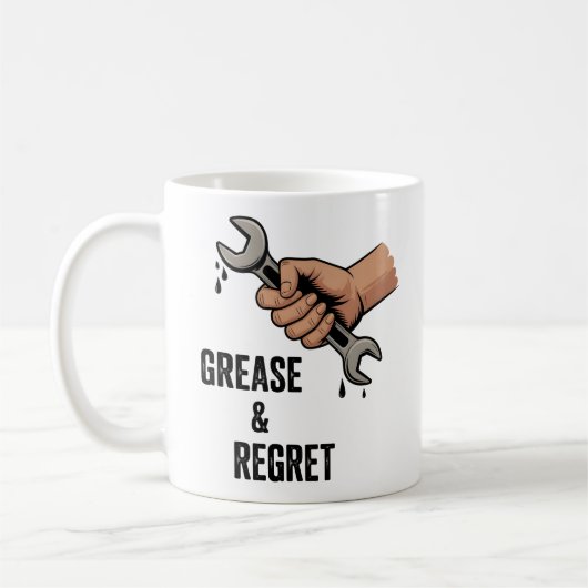 Grease & Regret | Technician Life Joke Kaffeetasse (Links)