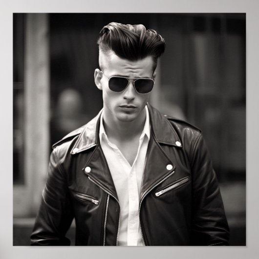 Greaser-Punk-Typ mit Sonnenbrille Poster (Vorne)