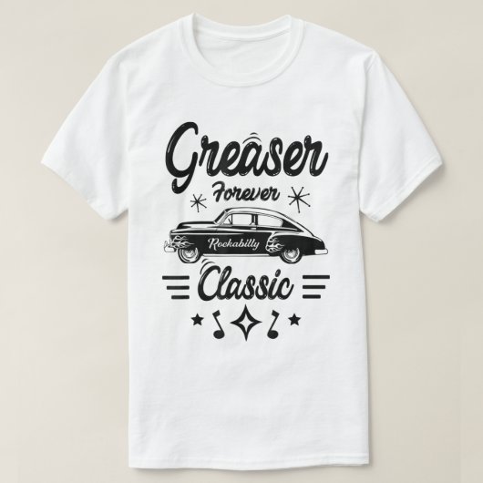Greaser Rockabilly Classic Car Design T-Shirt (Design vorne)