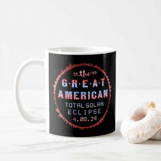 Great American Total Solar Eclipse 8. April 2024 Kaffeetasse (Mit Donut)