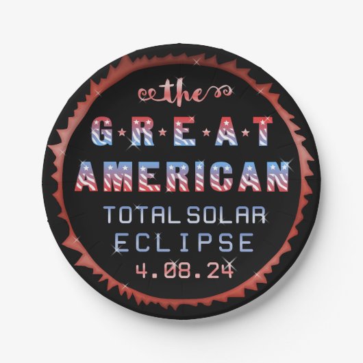 Great American Total Solar Eclipse 8. April 2024 Pappteller (Vorderseite)