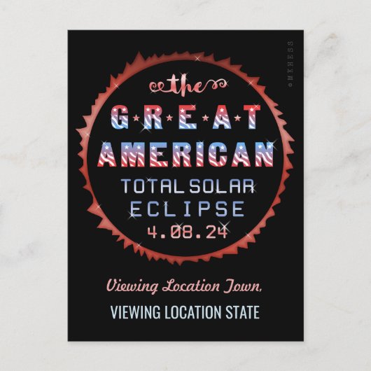 Great American Total Solar Eclipse 8. April 2024 Postkarte (Vorderseite)