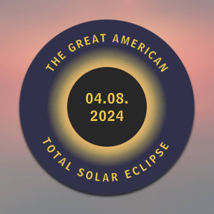 Great American Total Solar Eclipse 8 April 2024 Runder Aufkleber