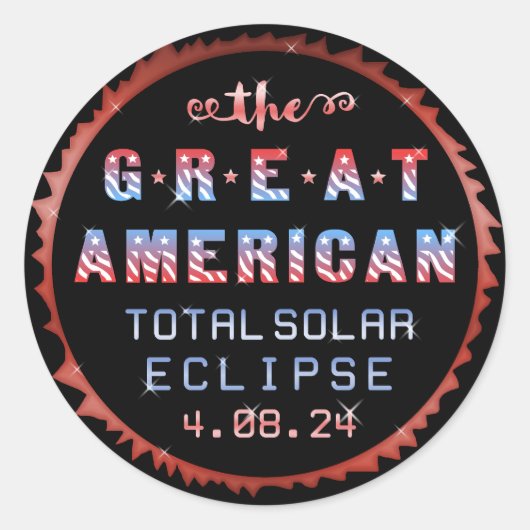 Great American Total Solar Eclipse 8. April 2024 Runder Aufkleber (Vorderseite)