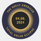 Great American Total Solar Eclipse 8 April 2024 Runder Aufkleber (Vorderseite)