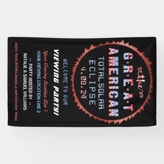 Great American Total Solar Eclipse Viewing Party Banner (Horizontal)
