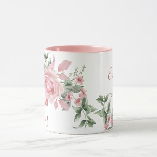 Great Aunt Year Established Custom Pink Roses  Tasse (Zentrum)