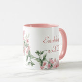 Great Aunt Year Established Custom Pink Roses  Tasse (VorderseiteRechts)