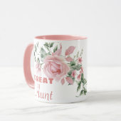 Great Aunt Year Established Custom Pink Roses  Tasse (Vorderseite Links)