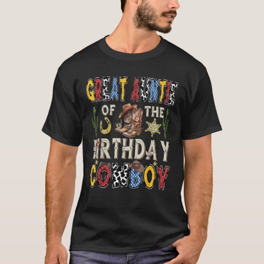 Great Auntie Of The Birthday CowBoy Rodeo Auntie W T-Shirt (Vorderseite)