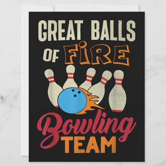 Great Balls Fire Bowling Team Shirt Funny Vintag (Vorderseite)