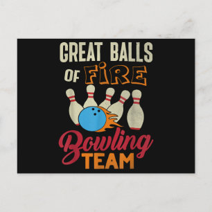Great Balls Fire Bowling Team Shirt Funny Vintag Feiertagspostkarte