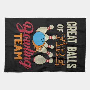 Great Balls Fire Bowling Team Shirt Funny Vintag Geschirrtuch