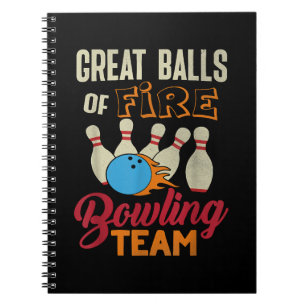 Great Balls Fire Bowling Team Shirt Funny Vintag Notizblock