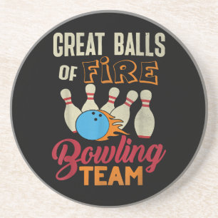 Great Balls Fire Bowling Team Shirt Lustig Vintage Getränkeuntersetzer