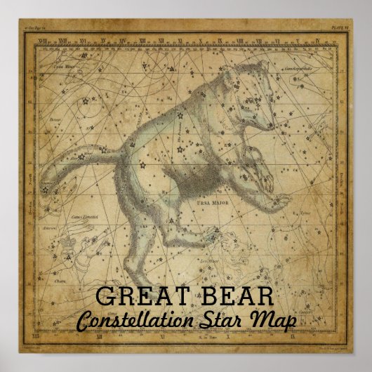 Great Bar Ursa Major Constellation Star Karte Poster (Vorne)
