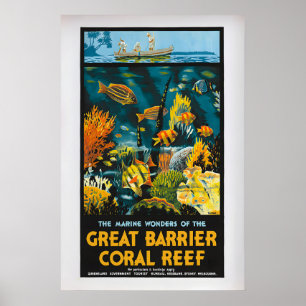 Great Barrier Coral Reef Vintage Reiseplakat 1 Poster
