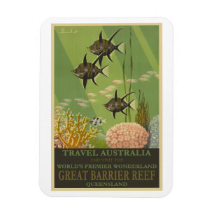Great Barrier Reef Australia Vintage Travel Poster Magnet