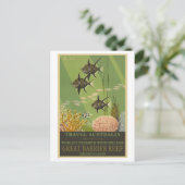 Great Barrier Reef Australia Vintage Travel Poster Postkarte (Stehend Vorderseite)