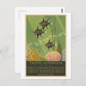 Great Barrier Reef Australia Vintage Travel Poster Postkarte (Vorne/Hinten)