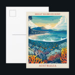 Great Barrier Reef Australien Art Vintage Reise Postkarte<br><div class="desc">Great Barrier Reef Australien Elegante Kunst,  Dichtung und Musik</div>
