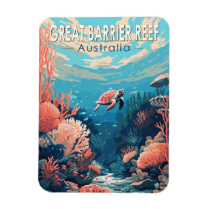 Great Barrier Reef Australien Reise Kunst Vintage Magnet
