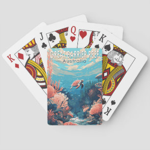 Great Barrier Reef Australien Reise Kunst Vintage Spielkarten