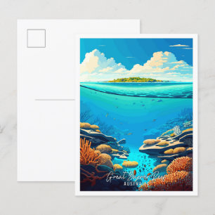 Great Barrier Reef Australien Reiseillustration Postkarte