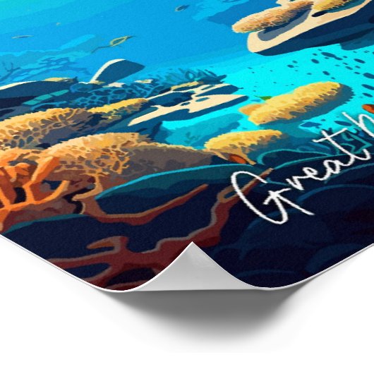 Great Barrier Reef Australien Reiseillustrierung Poster (Ecke)