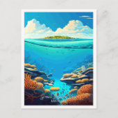 Great Barrier Reef Australien Reiseillustrierung Postkarte (Vorderseite)