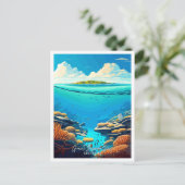 Great Barrier Reef Australien Reiseillustrierung Postkarte (Stehend Vorderseite)