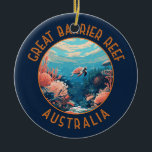 Great Barrier Reef Australien Retro gestörte Kunst Keramik Ornament<br><div class="desc">Great Barrier Reef in einem Vektor Art Stil. Das Great Barrier Reef ist das weltweit größte Korallenriff-System,  bestehend aus über 2900 einzelnen Riffen und 900 Inseln.</div>