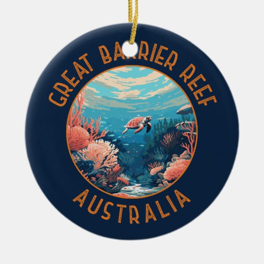 Great Barrier Reef Australien Retro gestörte Kunst Keramik Ornament (Vorne)