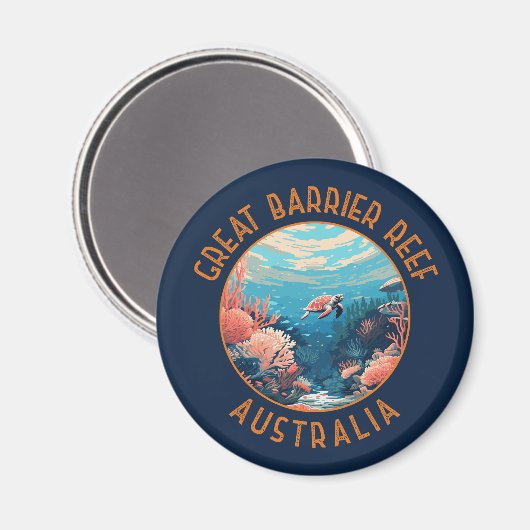 Great Barrier Reef Australien Retro gestörte Kunst Magnet (Vorderseite/Rückseite)