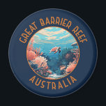 Great Barrier Reef Australien Retro gestörte Kunst Magnet<br><div class="desc">Great Barrier Reef in einem Vektor Art Stil. Das Great Barrier Reef ist das weltweit größte Korallenriff-System,  bestehend aus über 2900 einzelnen Riffen und 900 Inseln.</div>