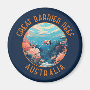 Great Barrier Reef Australien Retro gestörte Kunst Magnet